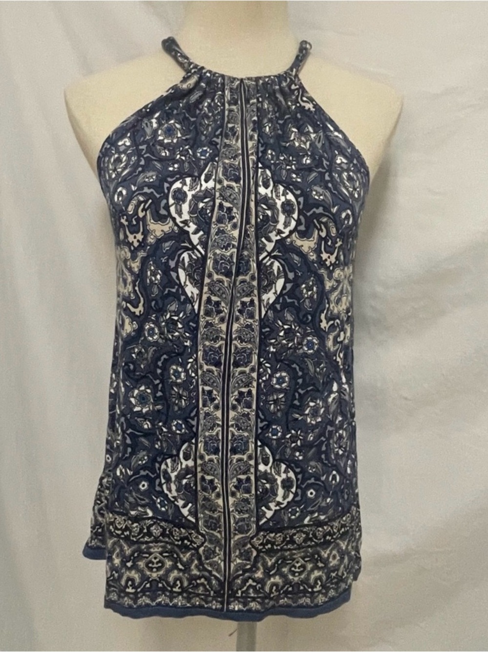Max Studio Blue and White Tank Top Size Small